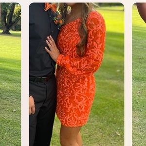 Sherri Hill Orange One Shoulder Dress
